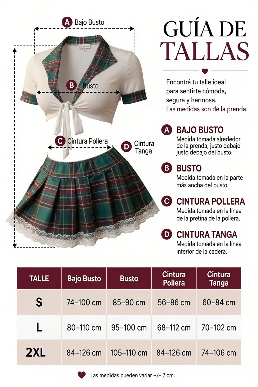 Disfraz Colegiala Escoces Blanco (AL251) Talle 80 al 110: imagen 2