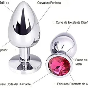 Plug Dilatador Anal Acero Strass – Metalico - Grande: imagen 3