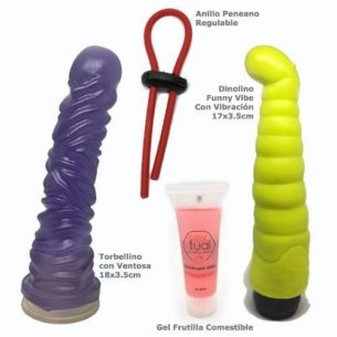 Kit Consolador Vibrador Anal Gel+ Lazo Erector Sexo Shop Sex