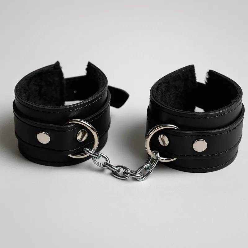 Esposas de Cuero con Cadena y Hebilla Regulable